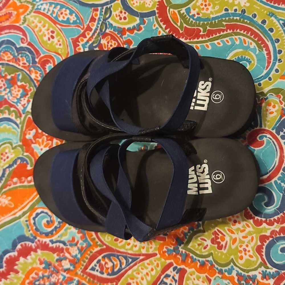 Muk Luks Wedge Sandal Women's Size 6 Navy and Black - Picture 4 of 5